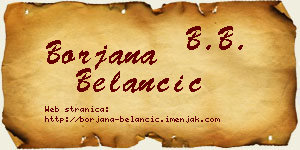 Borjana Belančić vizit kartica